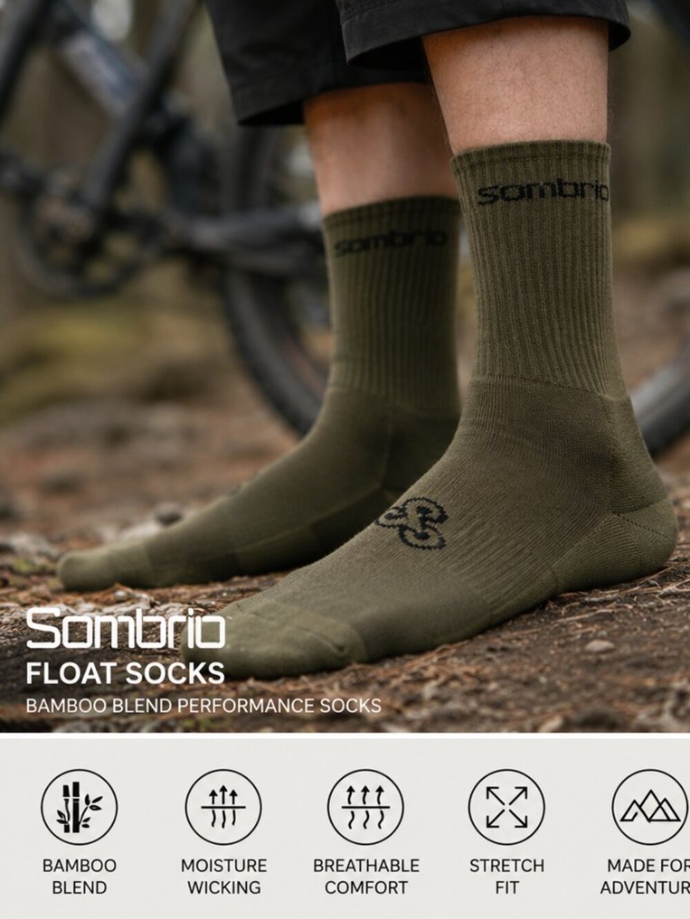 Sombrio Float Socks – Bamboo Blend Performance Socks NWT